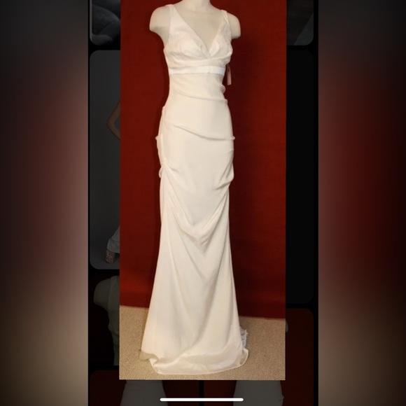 NICOLE MILLER SIMONE SILK CREPE DRESS GOWN 10 $1455 GS0005 IVORY - Picture 5 of 7